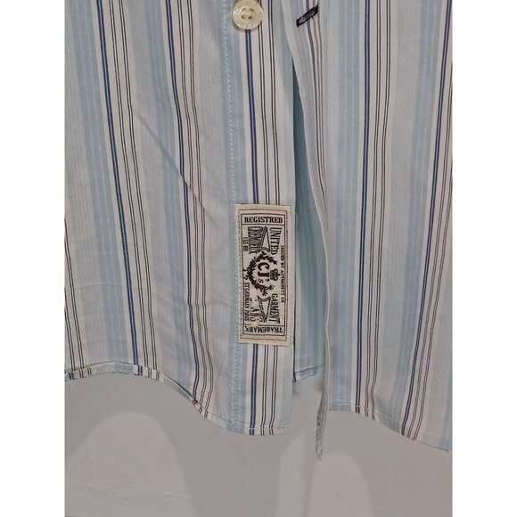 Vintage Cremieux 1971 Striped Button-Down Shirt XL 100% Cotton Blue White Long S - Picture 7 of 15